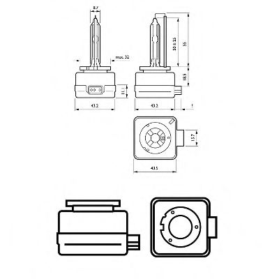 

Автолампы Philips 85415WHVS1 Xenon WhiteVision D1S PK32d-2 35 W прозрачный