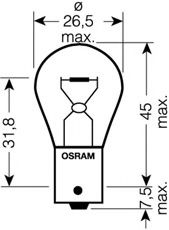 

Автолампы Osram 7511 Original P21W BA15s 21 W прозрачный