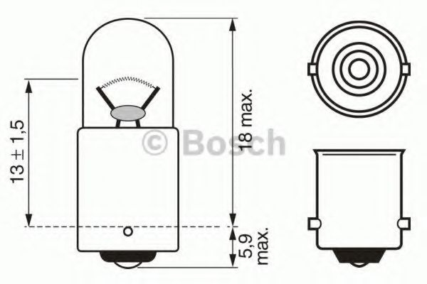 

Автолампа Bosch 1987302508 T2W BA9s 2 W