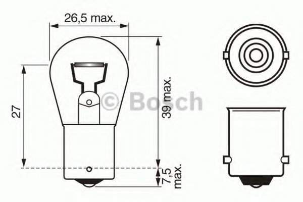 

Автолампа Bosch 1987302523 P18W BA15s 18 W прозрачная