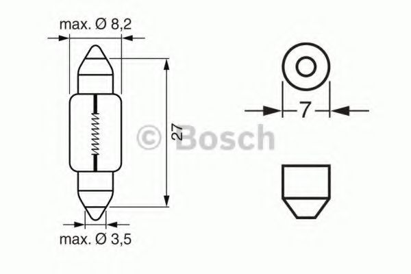 

Автолампа Bosch 1987302528 C3W SV7-8 3 W прозрачная