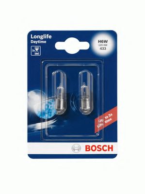 

Автолампа Bosch 1987301061 Longlife Daytime H6W BAX9s 6 W прозрачная