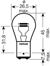 

Автолампа Osram 7528ult Ultra Life P21/5W BAY15d 5 W 21 W прозрачная