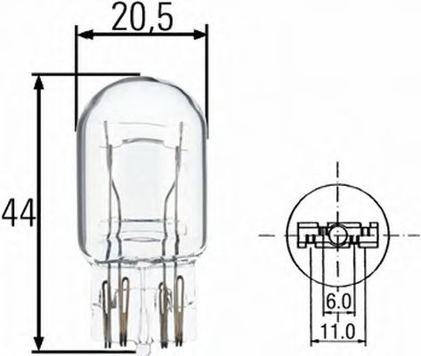 

Автолампа Behr Hella 8GD008893002 T20 W3x16q 5 W прозрачный