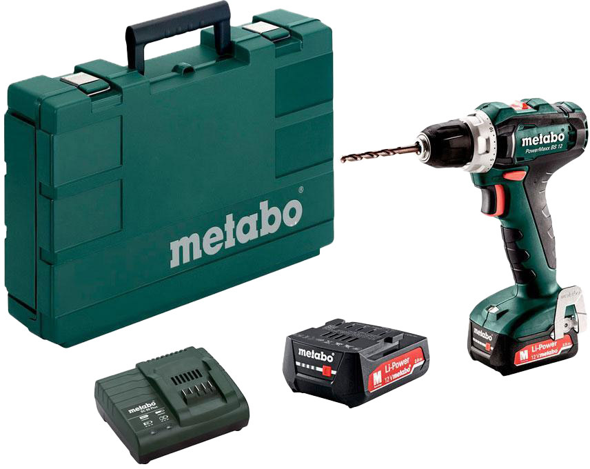 

Шуруповерт Metabo аккумуляторный PowerMaxx BS 12 (2 аккумулятора + ЗУ + чехол) 601036500