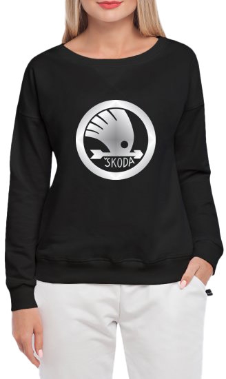 

Свитшот женский Globuspioner Skoda Arrow Logo принт спереди спущенный рукав чёрный 239196424