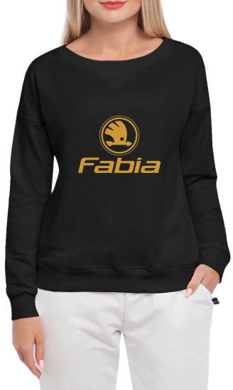 

Свитшот женский Globuspioner Skoda Fabia Logo принт спереди спущенный рукав чёрный 239176426