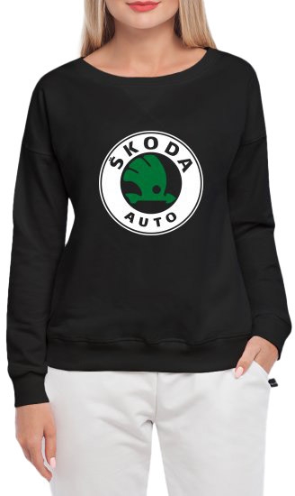 

Свитшот женский Globuspioner Skoda Auto Big Logo принт спереди спущенный рукав чёрный 143916424