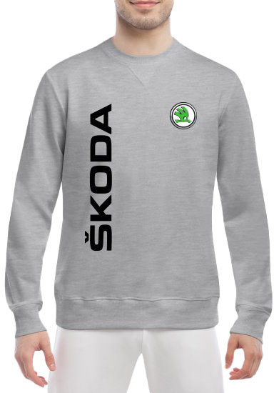 

Свитшот мужской Globuspioner Skoda Vertical Logo спереди класический рукав серый 6663363286