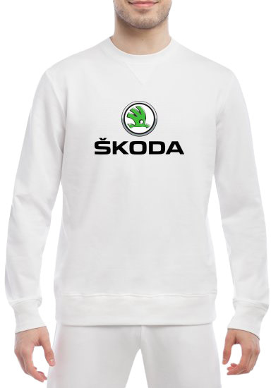

Свитшот мужской Globuspioner Skoda Big Logo спереди класический рукав белый 666376314
