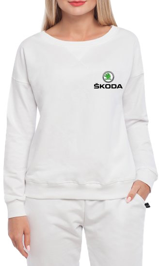 

Свитшот женский Globuspioner Skoda Mini Logo спереди спущенный рукав белый 666476412