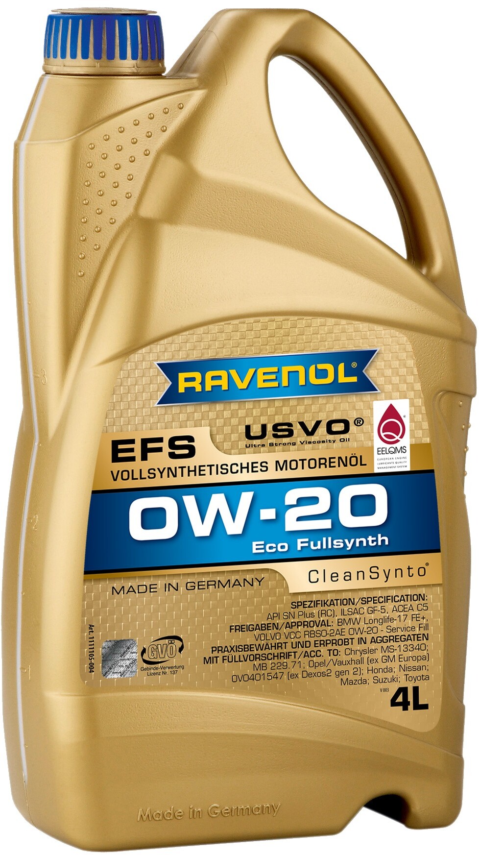 

Моторное масло Ravenol EFS 0W-20 синтетическое 1111105004