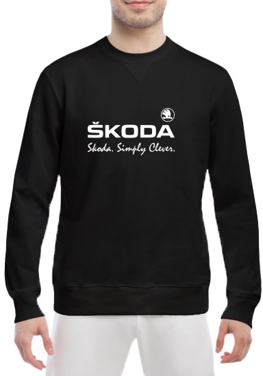 

Свитшот мужской Globuspioner Skoda Simply Clever спереди класический рукав чёрный 731216325