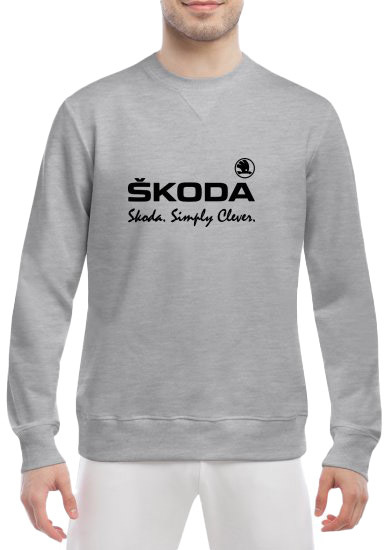 

Свитшот мужской Globuspioner Skoda Simply Clever спереди класический рукав серый 7312163285