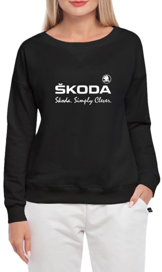 

Свитшот женский Globuspioner Skoda Simply Clever спереди спущенный рукав чёрный 731216425