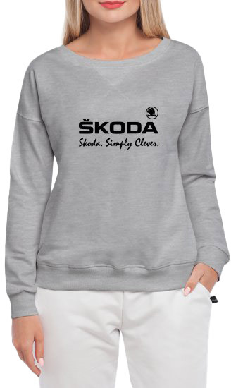 

Свитшот женский Globuspioner Skoda Simply Clever спереди спущенный рукав серый 7312164282