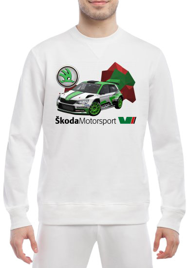 

Свитшот мужской Globuspioner Skoda Fabia R5 EVO спереди класический рукав белый 753136311