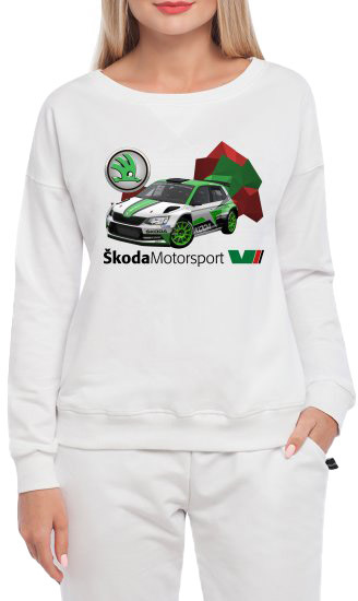 

Свитшот женский Globuspioner Skoda Fabia R5 EVO спереди спущенный рукав белый 753136412