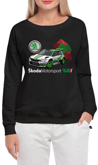 

Свитшот женский Globuspioner Skoda Fabia R5 EVO спереди спущенный рукав чёрный 753136422