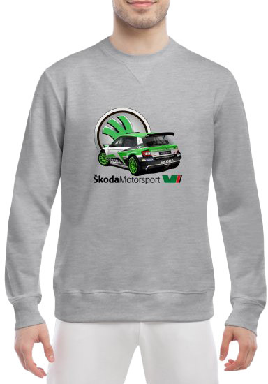 

Свитшот мужской Globuspioner Skoda Fabia R5 EVO 3 спереди класический рукав серый 7531663287