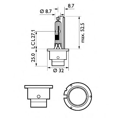 

Автолампы Philips 85126BVUS1 BlueVision Ultra D2R P32d-3 35 W прозрачная