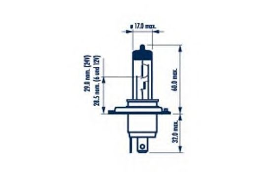 

Автолампа Narva 48861 Range Power 50+ H4 P43t 55 W 60 W прозрачная