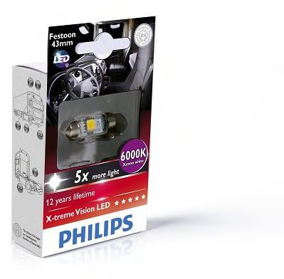 

Автолампа Philips 249466000KX1 X-tremeVision LED C5W SV8,5 1 W прозрачная