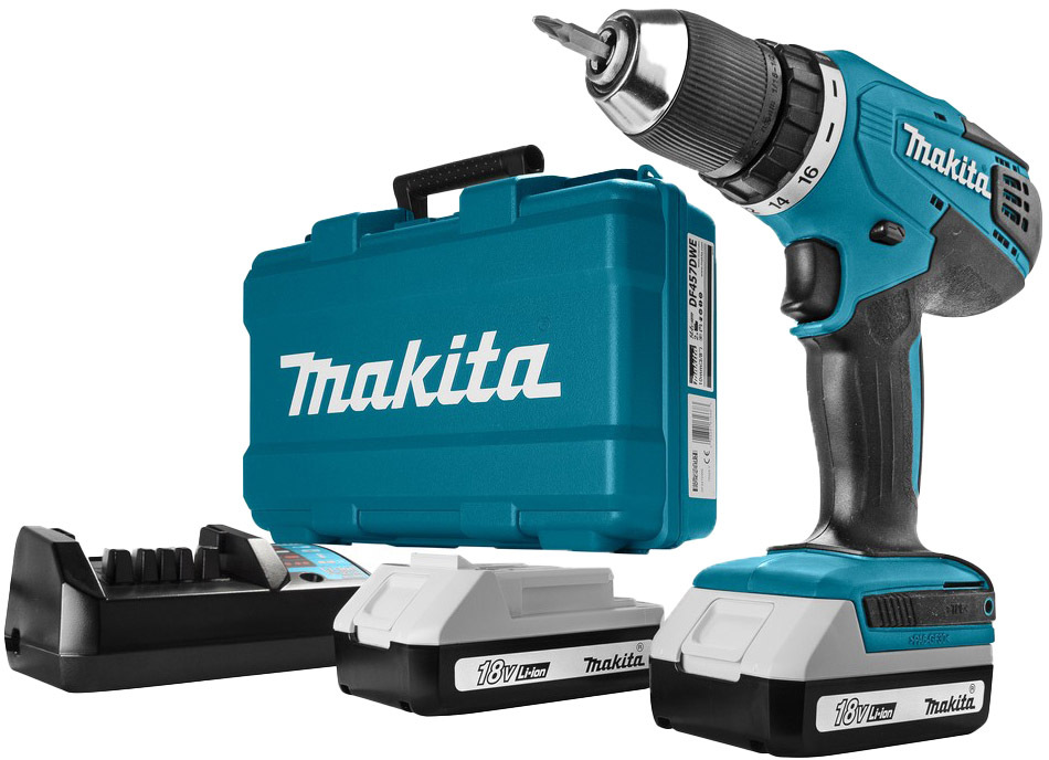 

Шуруповерт Makita аккумуляторный DF457DWE (2 аккумулятора + ЗУ + чехол)