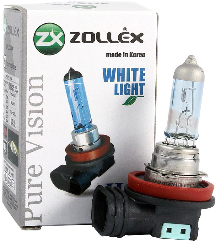 

Автолампа Zollex 60324 Pure Vision White Light H11 PGJ19-2 55 W светло-голубая