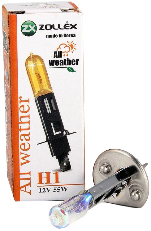 

Автолампа Zollex 60824 All weather H1 P14,5s 55 W желтый