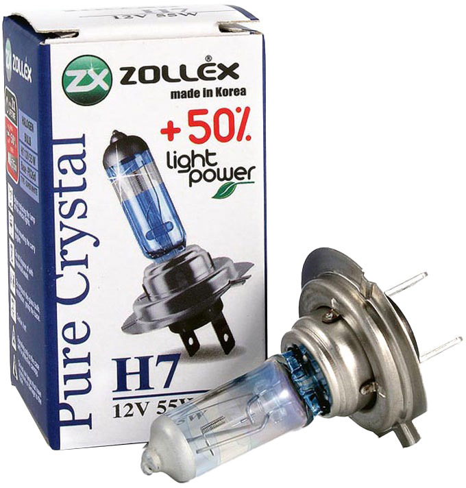 

Автолампа Zollex 62024 Pure Crystal +50% Light Power H7 PX26d 55 W прозрачно-голубая