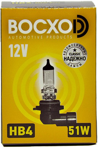 

Автолампы ВОСХОD 80904 Standard HB4 P22d 51 W прозрачная