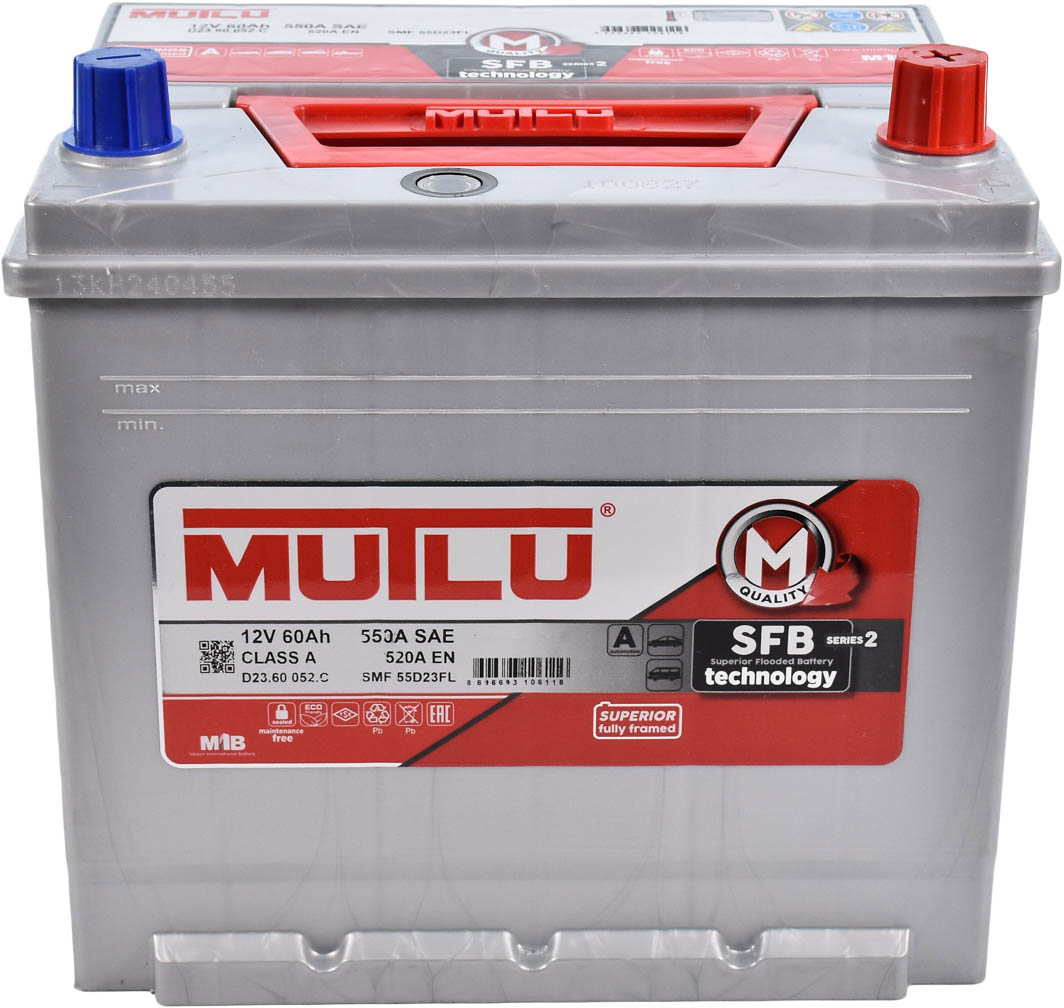 

Аккумулятор Mutlu 6 CT-60-R SMF55D23FL