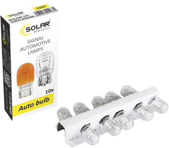 

Автолампа Solar 1267 W21/5W WX3х16q 5 W 21 W прозрачная