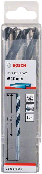 

Набор сверл Bosch 2608577268 спиральных по металлу 10 мм 10 шт.