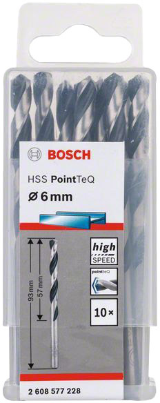 

Набор сверл Bosch 2608577228 спиральных по металлу 6 мм 10 шт.