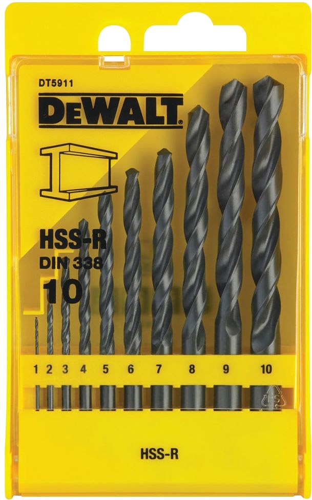 

Набор сверл DeWALT DT5911 спиральных по металлу 1-10 мм 10 шт.