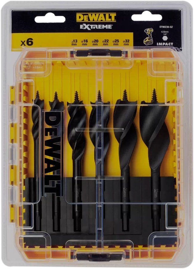 

Набор сверл DeWALT DT90238 винтовых по дереву 13-32 мм 6 шт.