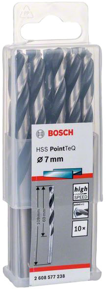 

Набор сверл Bosch 2608577238 спиральных по металлу 7 мм 10 шт.