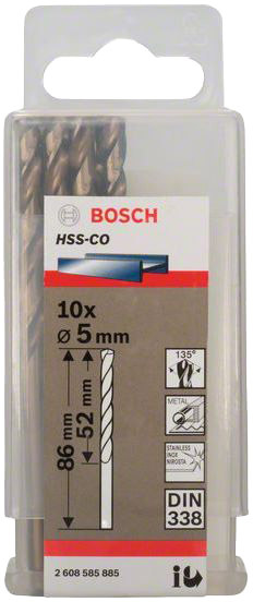 

Набор сверл Bosch 2608585885 спиральных по металлу 5 мм 10 шт.
