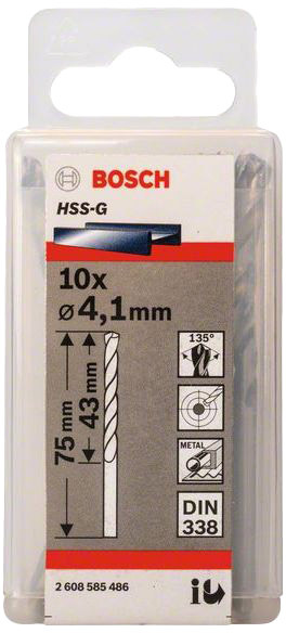 

Набор сверл Bosch 2608585486 спиральных по металлу 4.1 мм 10 шт.