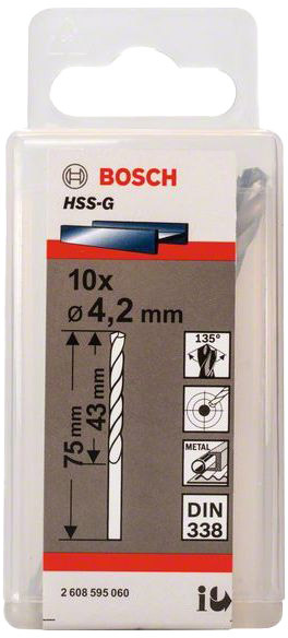 

Набор сверл Bosch 2608595060 спиральных по металлу 4.2 мм 10 шт.