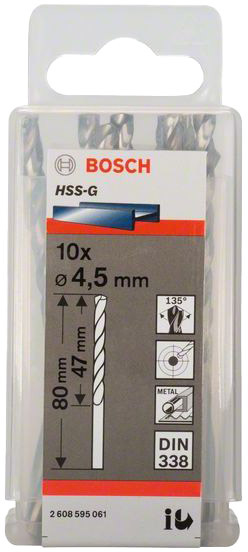 

Набор сверл Bosch 2608595061 спиральных по металлу 4.5 мм 10 шт.