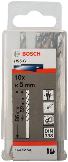 

Набор сверл Bosch 2608595062 спиральных по металлу 5 мм 10 шт.