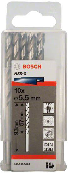 

Набор сверл Bosch 2608595064 спиральных по металлу 5.5 мм 10 шт.