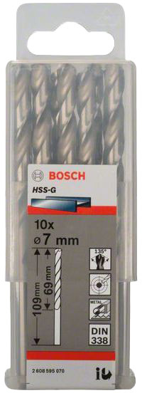 

Набор сверл Bosch 2608595070 спиральных по металлу 7 мм 10 шт.