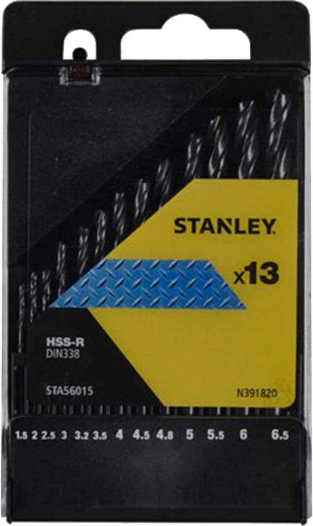 

Набор сверл Stanley STA56015-QZ спиральных по металлу 1.5-6.5 мм 13 шт.
