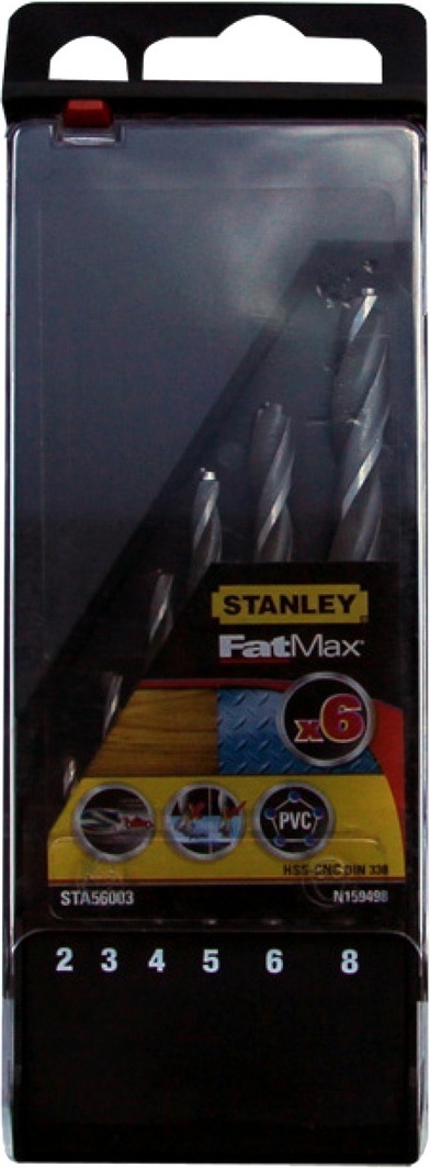 

Набор сверл Stanley STA56003-QZ спиральных по металлу и дереву 2-8 мм 6 шт.