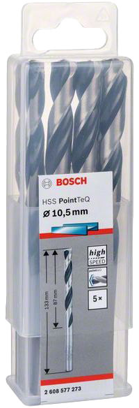 

Набор сверл Bosch 2608577273 спиральных по металлу 10.5 мм 5 шт.