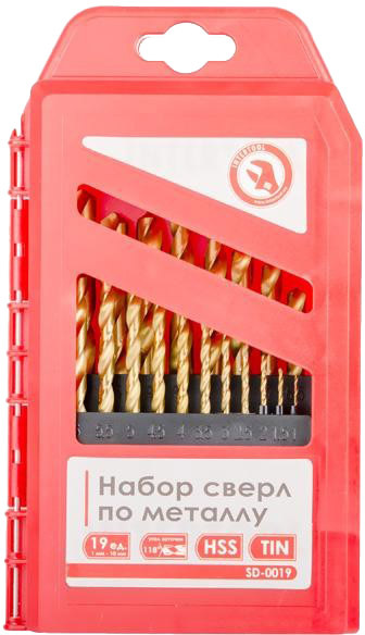 

Набор сверл Intertool SD-0019 спиральных по металлу 1-10 мм 19 шт.